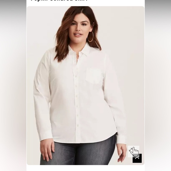 Torrid | Poplin Collared Shirt Bright White sz 1x - Picture 4 of 16